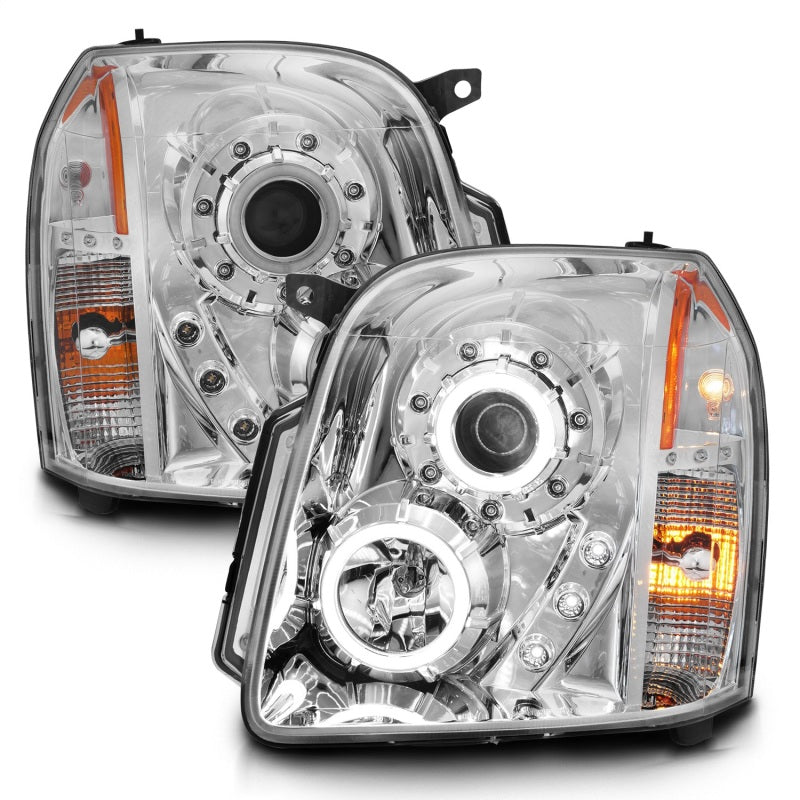 ANZO 2007-2014 GMC Yukon Projector Headlights with Halo - Chrome Housing and CCFL Rings