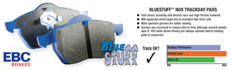 EBC Bluestuff NDX Full Race Brake Pads for Subaru Impreza - High Friction Street and Track Performance