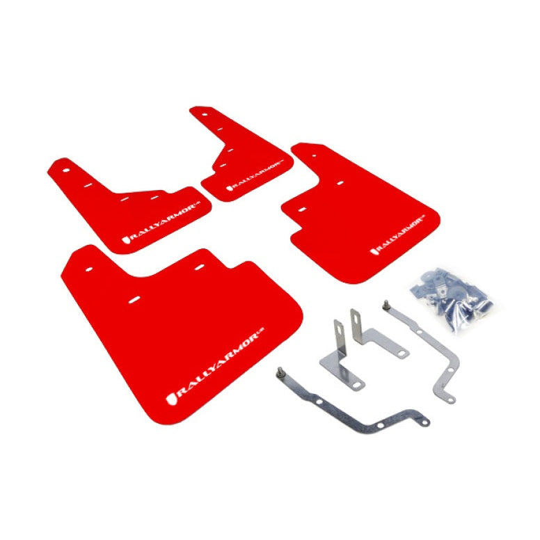 Rally Armor UR Series Mud Flap Set for 2014-2015 Mazda 3 with White Logo
