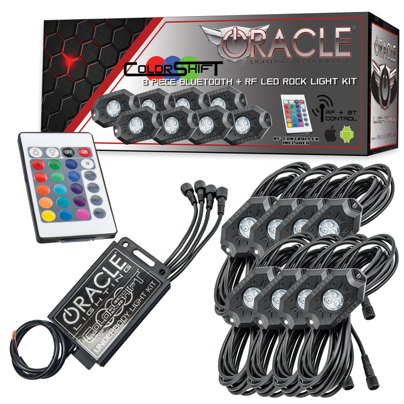 ORACLE Lighting Bluetooth + RF ColorSHIFT Underbody Rock Light Kit – 8 Pieces for Off-Road Vehicles