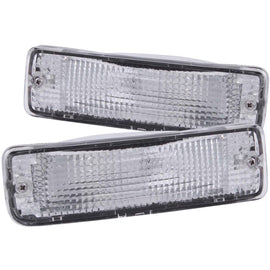 ANZO 1989-1995 Toyota Pickup Euro Parking Lights with Clear Lenses, Chrome Housing, and Amber Reflectors
