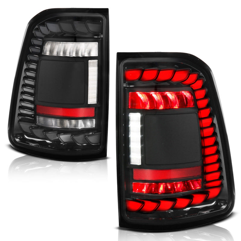ANZO Full LED Tail Lights for 2019-2024 RAM 1500 Factory LED Models - SeqSig Black Pair