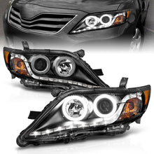 Load image into Gallery viewer, ANZO 2010-2011 Toyota Camry Projector Headlights with Halo - Black Housing, Clear Lens, CCFL