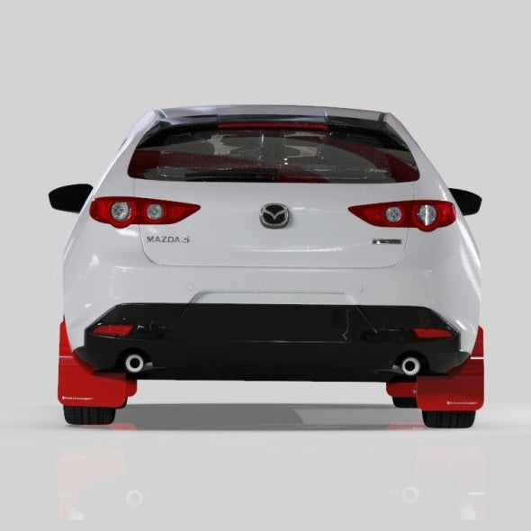 Rally Armor UR Mud Flap Set for Mazda 3 2019-2022 – Red with White Logo
