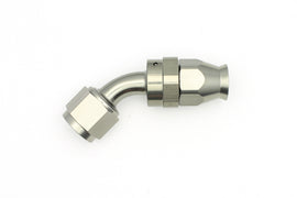 DeatschWerks 8AN Female Swivel 45-Degree PTFE Hose End with Olive Insert - Anodized Titanium