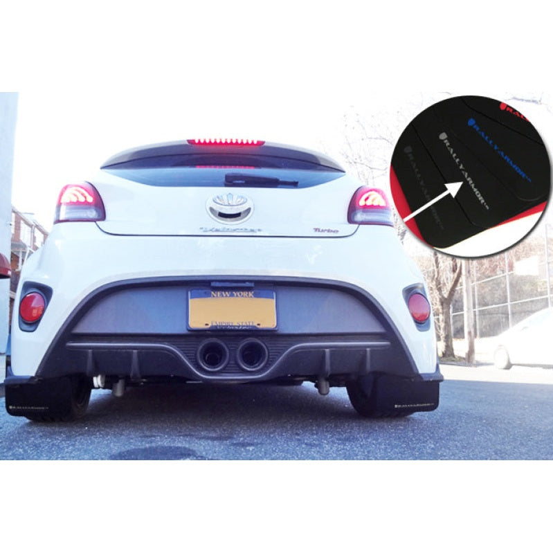 Rally Armor UR Series Mud Flaps for Hyundai Veloster 2012-2017 | Black with Silver Logo