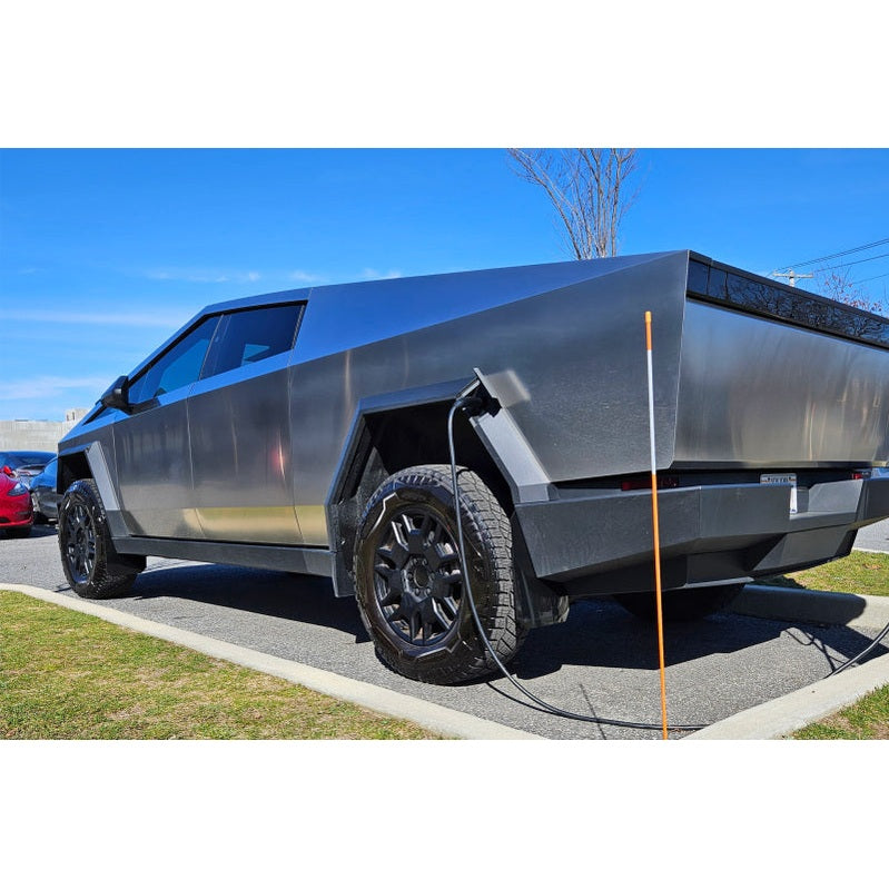 Rally Armor UR Mud Flaps for Tesla Cybertruck – Black with Metallic Logo