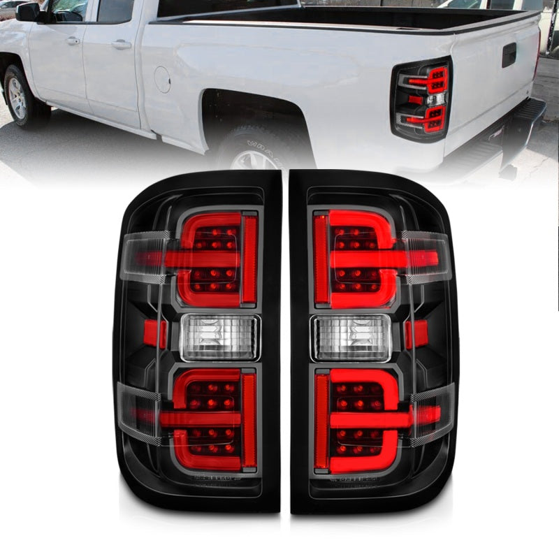 ANZO 15-19 Chevy Silverado 2500HD/3500HD LED Tail Lights with Black Light Bar & Clear Lens – Part Number ANZ311425