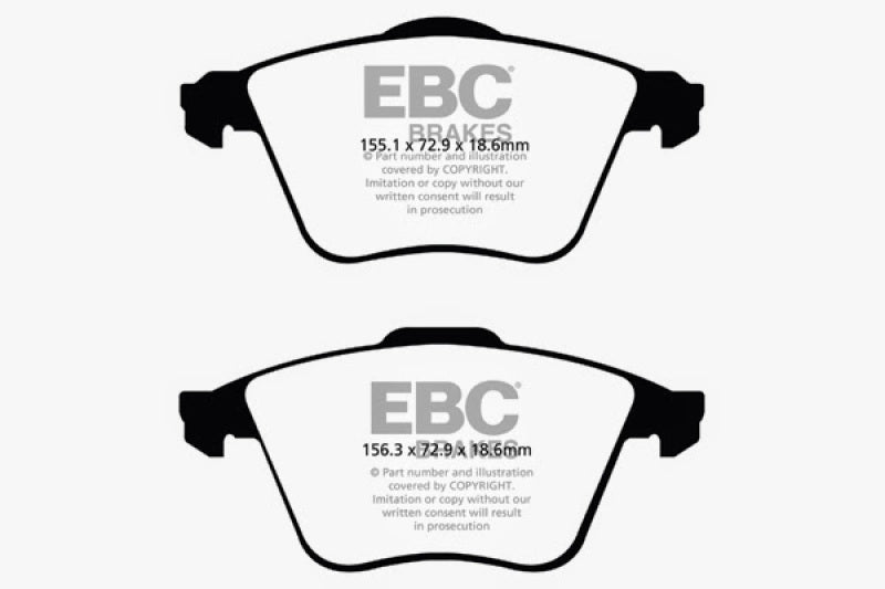 EBC Ultimax2 Front Brake Pads for Volvo V50 and C70 * OEM Replacement with Low Dust and Long-Lasting Performance
