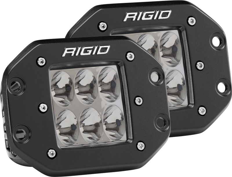 Rigid Industries D2 Flush Mount Driving Pair - Compact LED Pod Lights for Automotive Applications