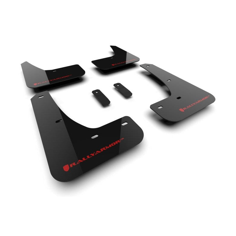 Rally Armor UR Mud Flaps for Tesla Model 3 2024 - Highland Black with Red Logo