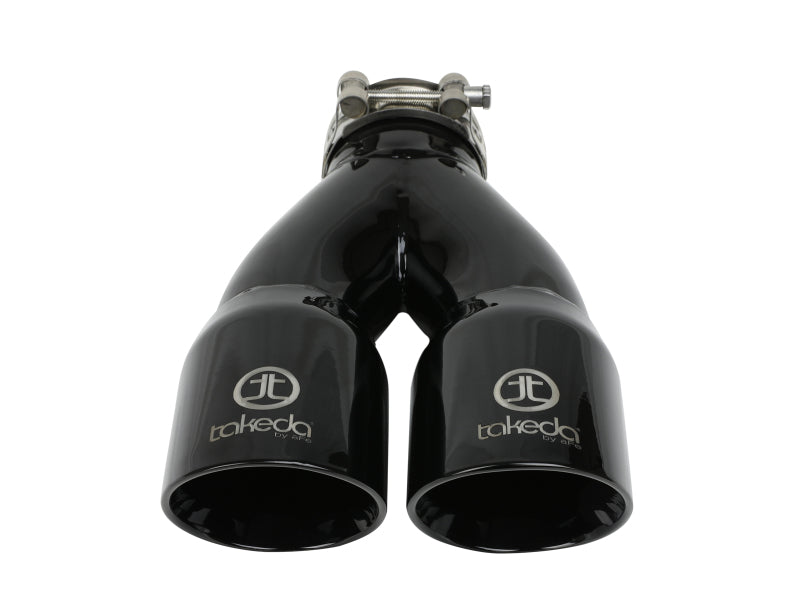 aFe Takeda 2.5-inch 304 Stainless Steel Clamp-On Exhaust Tip with Dual Outlets and Black Finish
