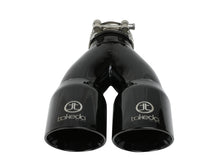 Load image into Gallery viewer, aFe Takeda 2.5-inch 304 Stainless Steel Clamp-On Exhaust Tip with Dual Outlets and Black Finish