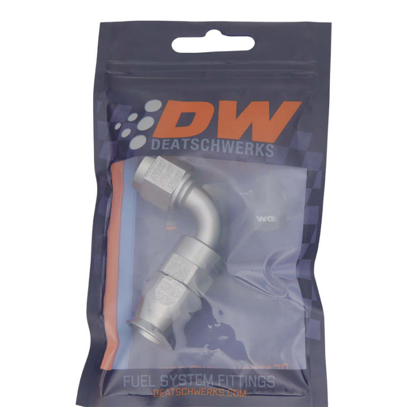 DeatschWerks 6AN Female Swivel 90-Degree Hose End PTFE with Olive Insert - Titanium Anodized DWK6-02-0852
