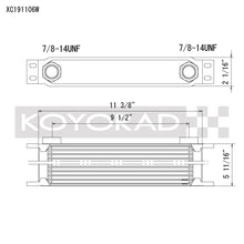 Load image into Gallery viewer, Koyo 19 Row Oil Cooler - 11.25 inch x 5.75 inch x 2 inch with AN-10 ORB Provisions