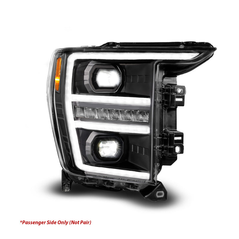 ANZO 21-23 Ford F-150 LED Projector Headlight Passenger Side with Switchback and Sequential Turn Signal - Black Housing