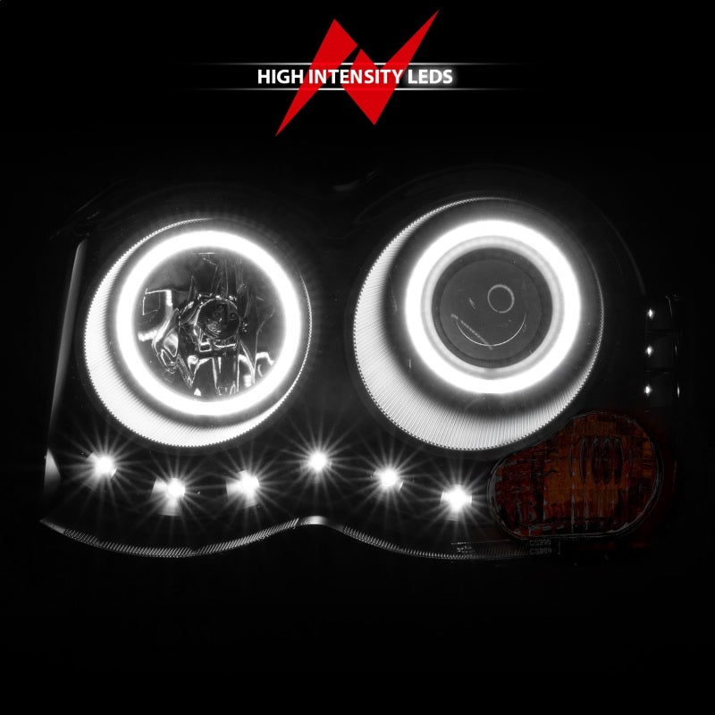 ANZO 2008-2010 Jeep Grand Cherokee Projector Headlights with Halo - Black Housing, CCFL, Pair