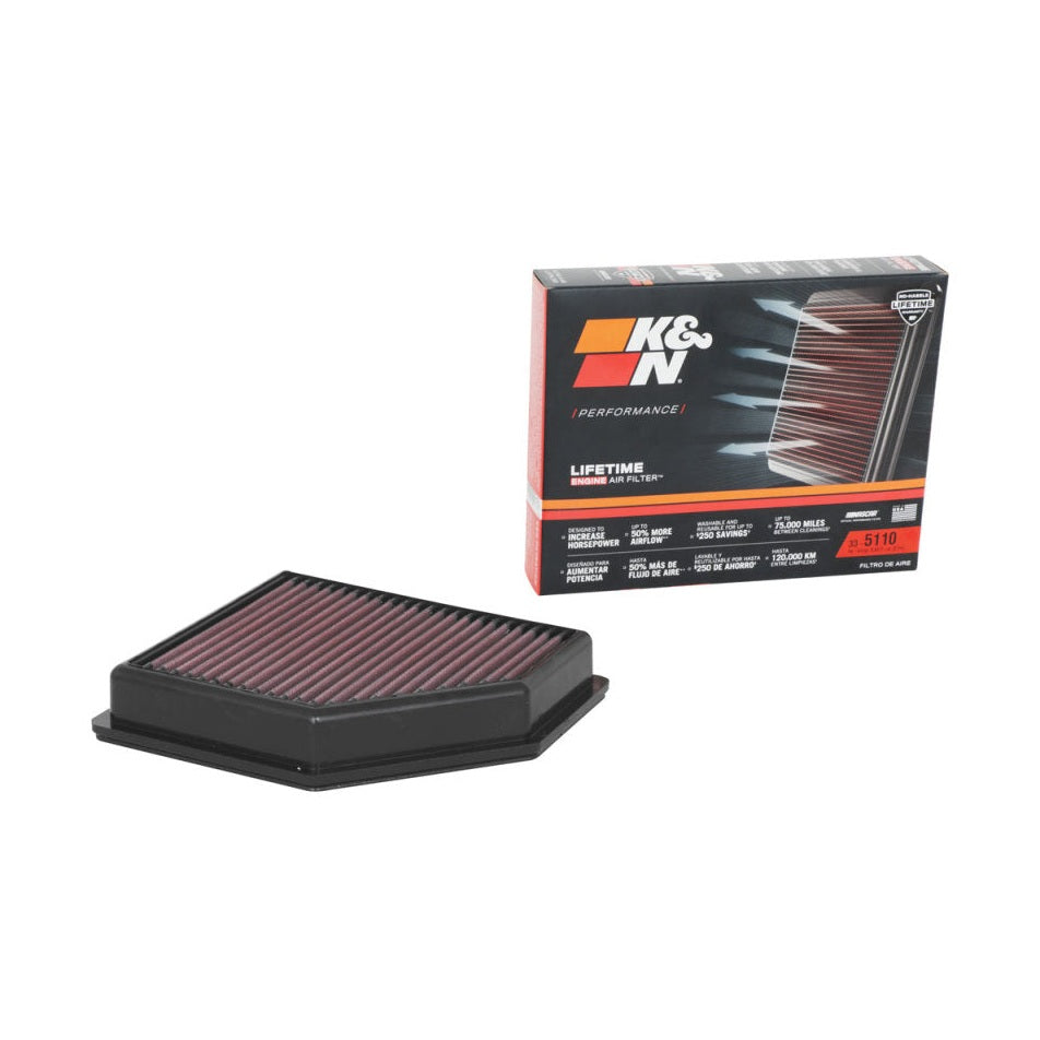 K&N Engineering 33-5110 High-Flow Replacement Air Filter for Nissan Sentra 2.0L L4 (2020-2023)