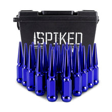Load image into Gallery viewer, Mishimoto Steel Spiked Lug Nuts M12 x 1.5, 24-Piece Set - Blue