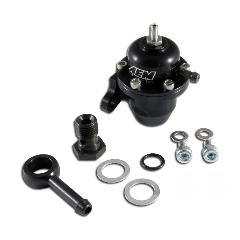 AEM 96-97 Acura CL / 94-97 Honda Accord / 96-00 Civic EX Black Adjustable Fuel Pressure Regulator Part #aem25-304BK