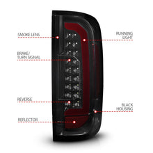 Load image into Gallery viewer, ANZO 15-21 GMC Canyon Full LED Tail Lights with Red Lightbar, Black Housing &amp; Smoke Lens