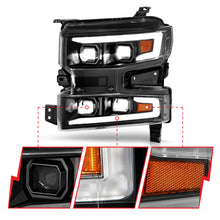 Load image into Gallery viewer, ANZO 19-22 Chevrolet Silverado 1500 LED Projector Headlight with Light Bar, Switchback, Sequential Turn Signal, Black Housing, Clear Lens – Passenger Side Only