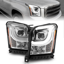 Load image into Gallery viewer, ANZO 2015-2017 GMC Yukon XL Projector Headlights with Lightbar - Black Housing and Clear Lens