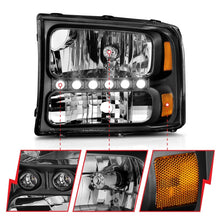 Load image into Gallery viewer, ANZO 2000-2004 Ford Excursion Crystal Headlights with Black Housing and LED Strip