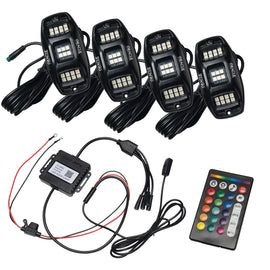 ORACLE Lighting RGB+W Underbody Wheel Well Rock Light Kit – 4 Pieces with Bluetooth & Wireless Remote Control