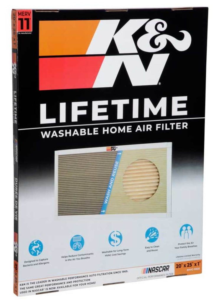 K&N HVAC Filter - 20 x 25 x 1, Reusable Pleated Synthetic Media, MERV 11 Rating