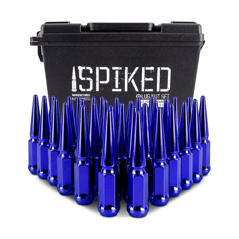 Mishimoto Steel Spiked Lug Nuts M14 x 1.5 – Blue, 32-Piece Set