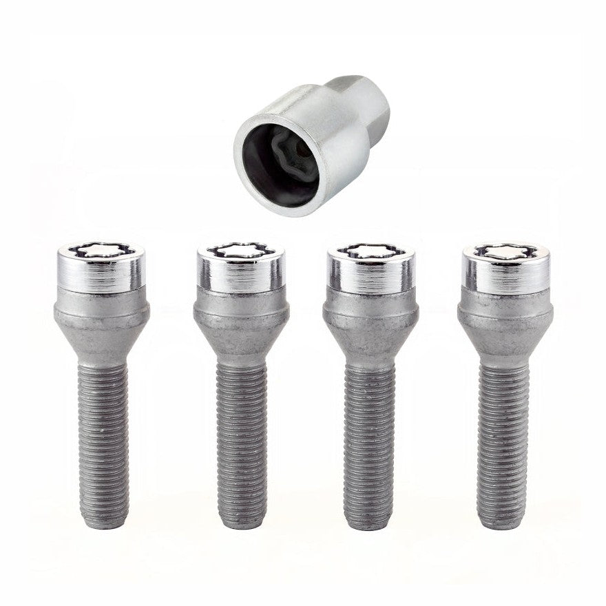 McGard Chrome Cone Seat Wheel Lock Set (M12 x 1.5 Thread) – 4 Locks and 1 Key