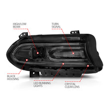 Load image into Gallery viewer, ANZO 2015-2018 Dodge Charger Projector Headlights Plank Style Black - Enhanced Lighting and Style