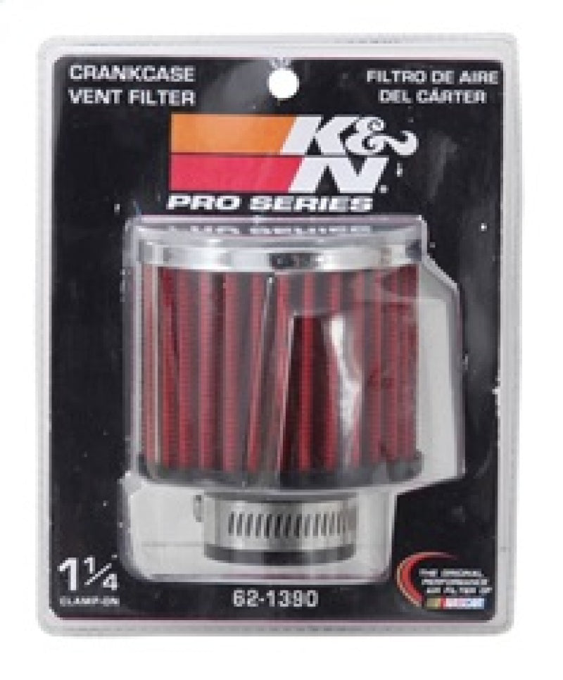 K&N Engineering 62-1390 Crankcase Vent Filter with Chrome-Plated Steel Top and 1.25-Inch Flange