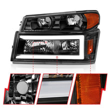 Load image into Gallery viewer, ANZO 04-12 GM Colorado/Canyon/i-Series Crystal Headlights with Light Bar - Black Housing, 4-Piece Set