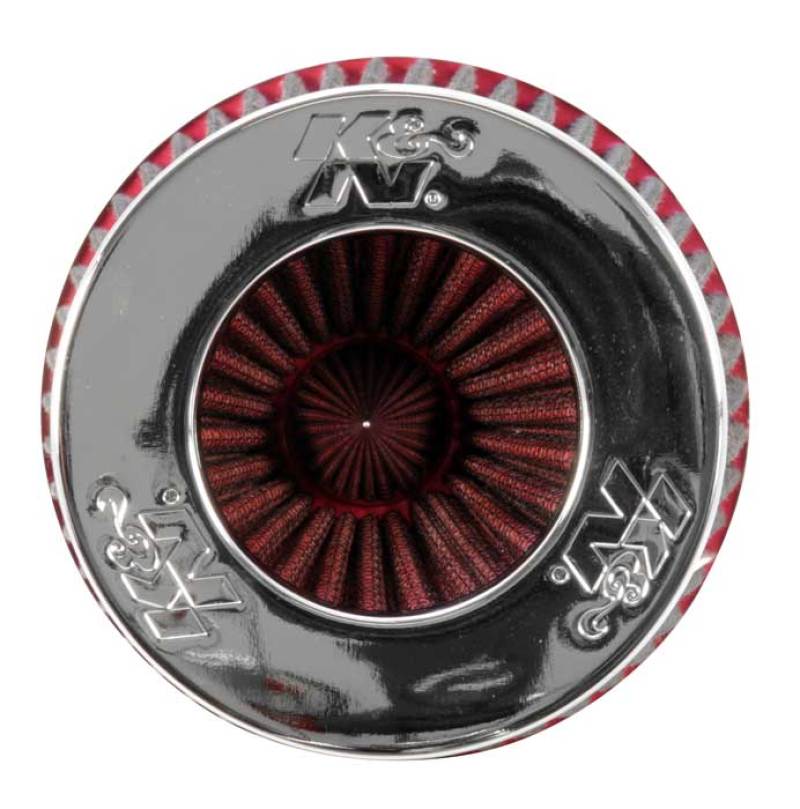 K&N Engineering Universal Air Filter Chrome Round Tapered Red - 4-inch Flange ID, 1.125-inch Flange Length, 9.5-inch Height