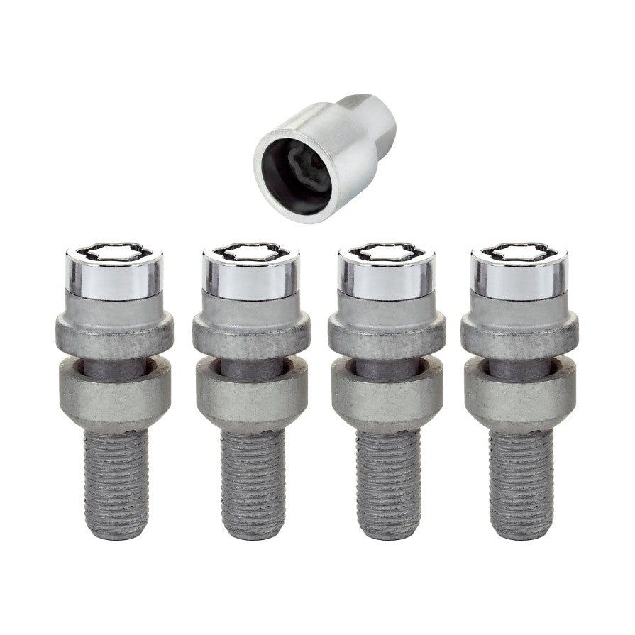 McGard Wheel Lock Bolt Set - Radius Seat, M14 x 1.5 Thread, Chrome - 4 Pieces