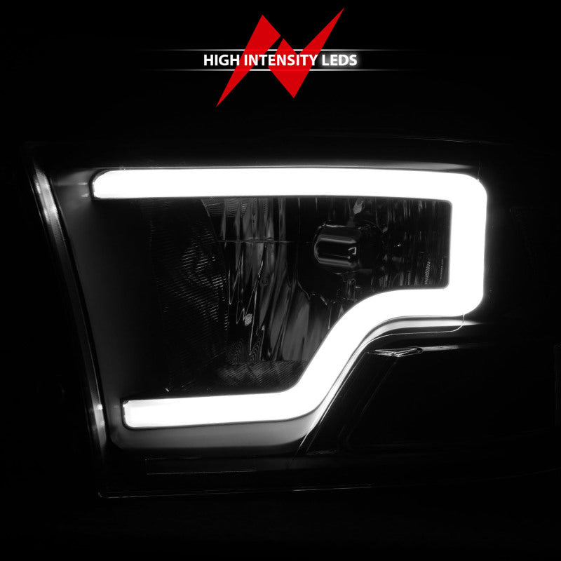 ANZO 2009-2018 Dodge Ram 1500 Crystal Headlight Set with Light Bar, Black Housing, Clear Lens