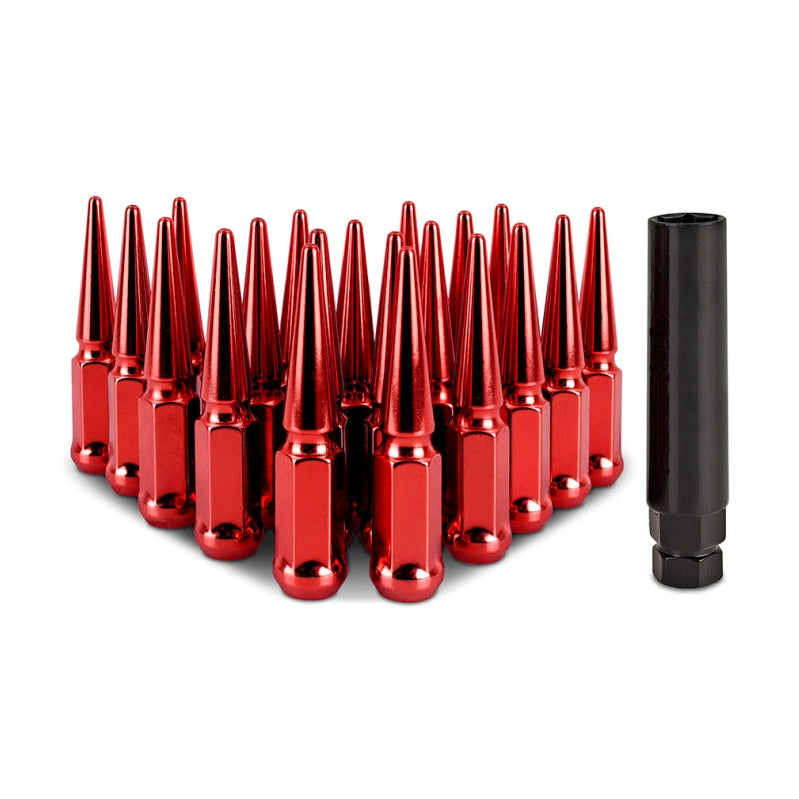 Mishimoto Steel Spiked Lug Nuts M12x1.5, 20-Piece Set - Red