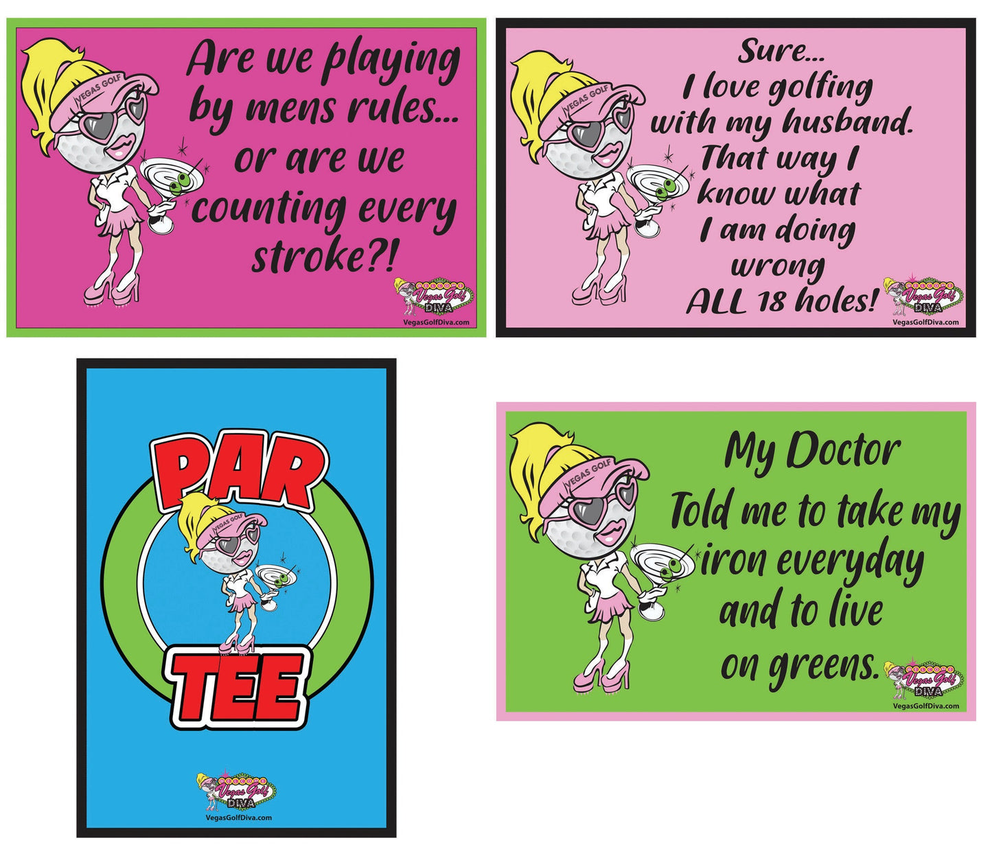 Bonus Buy! 4-Pack Funny Golf 8.5"x12" Tin Signs- SAVE $15