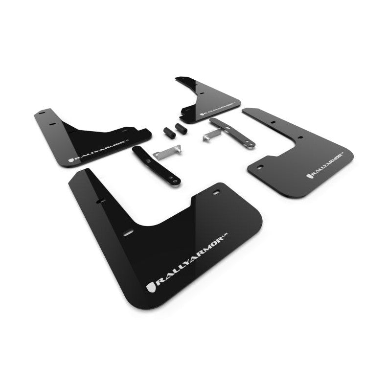 Rally Armor UR Mud Flaps for Tesla Model 3 2024, Highland Black with White Logo