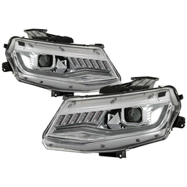 Spyder Chevy Camaro 2016-2018 Projector Headlights with Chrome Finish and Sequential Turn Signal * OEM-Quality Replacement