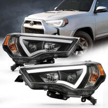 Load image into Gallery viewer, ANZO 14-18 Toyota 4Runner Plank Style Projector Headlights with Amber Accents - Black Pair