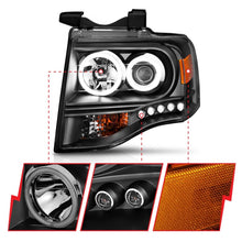 Load image into Gallery viewer, ANZO 2007-2014 Ford Expedition Projector Headlights with Halo and Black Housing