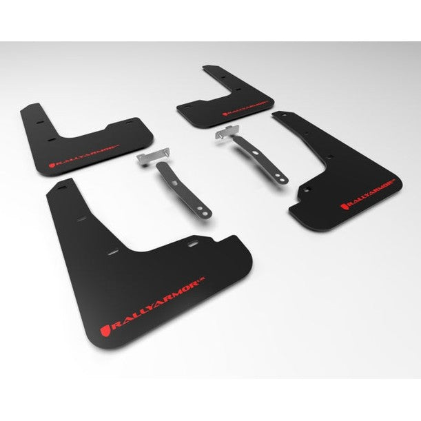 Rally Armor UR Series Black Mud Flaps with Red Logo for Hyundai Elantra 2021-2023