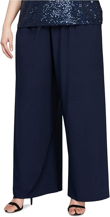 Alex Evenings Womens Navy Wear to Work Straight Leg Pants Plus 2X