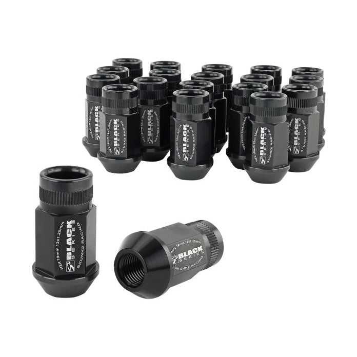Skunk2 Racing 12x1.25 Forged Lug Nut Set in Black – Lightweight and Durable Wheel Fasteners