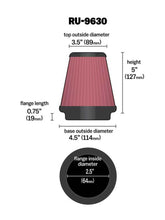 Load image into Gallery viewer, K&amp;N Engineering Universal Tapered Air Filter with 2.5-inch Flange for Honda Fit (Part Number: knnRU-9630)