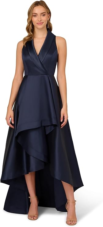 Adrianna Papell Women's Tuxedo HIGH Low Gown