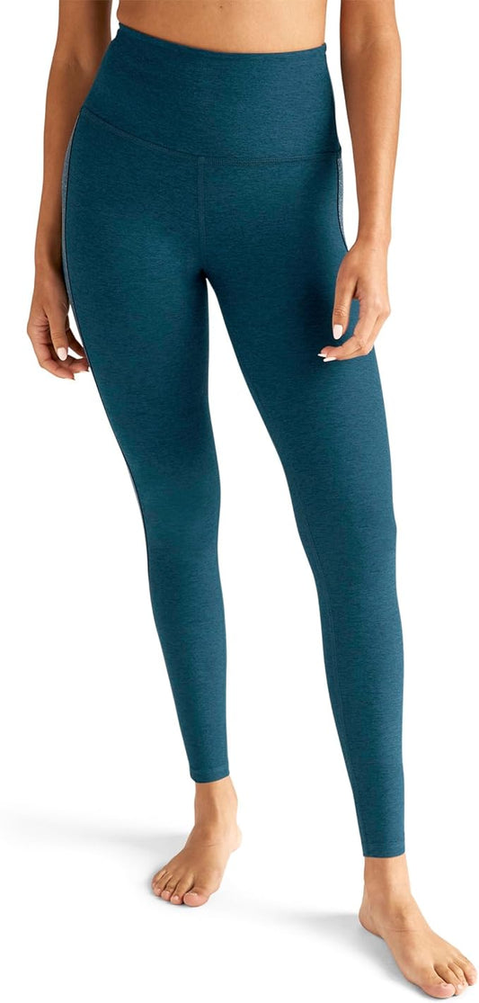 Beyond Yoga Spacedye Shine On High Waisted Midi Leggings - Polyester-Elastane Blend Fabric - Stretchables Blue Gem Heather SM (US Women's 4-6) One Size